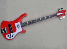 Red 4 strings 4003 Ricken electric bass guitar with white pickguard,Rosewood fretboard,Can be Customised