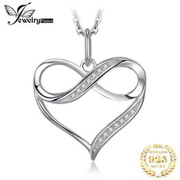 Infinity Love Heart Silver Pendant Necklace 925 Sterling Choker Statement Women 925 Jewellery No Chain 210721