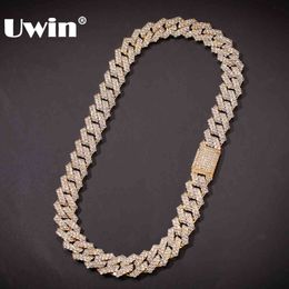 UWIN Hiphop 17mm Micro Paved Cubic Zirconia Prong Cubans Link Necklace Women Men Jewelry Luxury Copper CZ Cuban Chain X0509