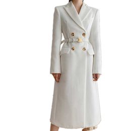 Winter Woollen Coat Women Elegant White Thickening Warm Cashmere Wool Blends Outerwear Fashion long Overcoat 210930