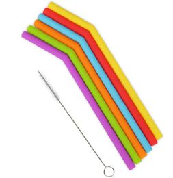 2021 NEW Reusable Food Grade Silicone Straws For 30oz 20oz Tumbler Drinking Straw Set With Cleaning Brush