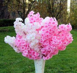50p Fake Cherry Blossom Flower Branch Begonia Sakura Tree Stem for Event Wedding Tree Deco Artificial Decorative Flowers#391
