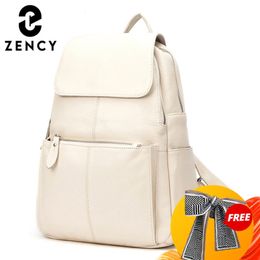 Zency Fashion Soft Genuine Leather Large Women Backpack High Quality A+ Ladies Daily Casual Travel Bag Knapsack Schoolbag Book 210922