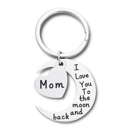 10Pieces/Lot Mothers Day Gift Keychain for Mother Mum Grandma Her From Daughter and Son I Love You To The Moon and Back Key Chain Ring