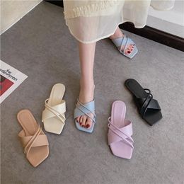Comfortable Non-slip Slippers Korean Fashion All-match Flat-bottomed Women's Candy Colour Temperament Slipp