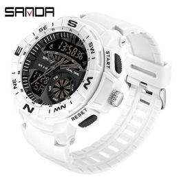 SANDA Sport Watches For Men Shock Waterproof Military Wristwatch Man Clock Dual Time Digital Quartz Watch Men Relogio Masculino G1022