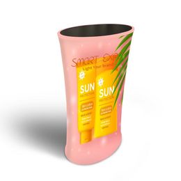 Oval Tension Fabric Counter Advertising Display with HDF Top-Bottom Boards Thick Aluminium Tube Customised Printed Graphic Portable Carry Bag