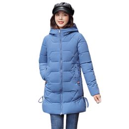 Winter coat women blue M-4XL plus size loose hooded down jackets autumn Korean fashion long thick warmth parkas LR886 210531