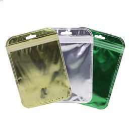 Bluetooth Earphone Ziplock Bags Clear Front&Shiny Colours Back USB Cable Storage Metallic Mylar PP With Butterfly Holegoods