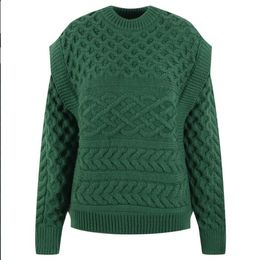 1226 2022 Runway Spring Brand SAme Style Sweater Pullover Long Sleeve Crew Neck Green Striped Fashion Womens Clothes High Quality Womens YL