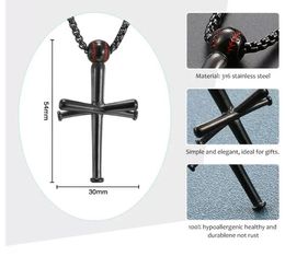 2022 new Titanium Sport Accessories gold silver black 3 Colours Pendant Necklaces Cross Necklace By Men Sports Stainless Steel Baseball Choker For Boys Gift Jewellery