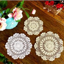 2021 NEW 30Piece Handmade Crochet pattern 3 designs Crocheted Doilies cup Pad mats table cloth coasters round Dial 20cm Custom Colours