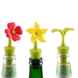 Silicone Flower Wine Stopper Reusable Beer Champagne Whiskey Bottle Cork Vacuum Sealed Cover Bar Accessories Barware RRD7505