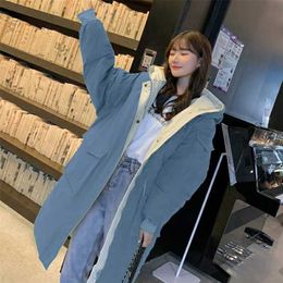 Women's cotton-padded jacket mid-length Korean loose winter female students padded coat Harajuku style oversized Clothing 211221