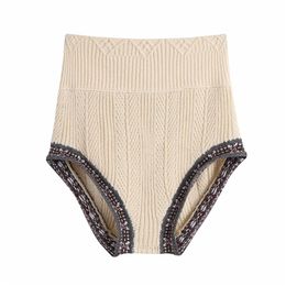 Women Spring Autumn Knitting Shorts Elastic waist Jacquard Ladies Fashion Casual Female Elegant Street Clothes 210513