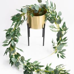 Decorative Flowers & Wreaths 2M Artificial Plant Eucalyptus Leaf Rattan Cross-border Simulation Flower Green