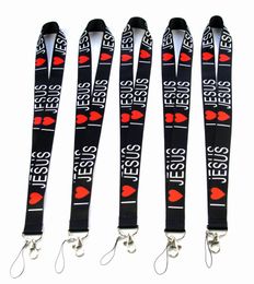 Wholesale 10pcs Cell Phone Straps & Charms i love jesus Mobile Lanyard Key Chains Pendant Party Gift Favors K-061