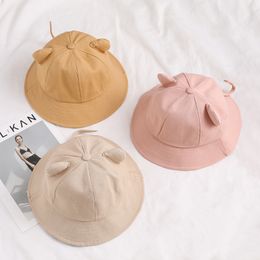 2021 Wide Brim Hats Reduces the age lovely sweet parent-child pure color dome fisherman hat female sunshade leisure cartoon basin cap