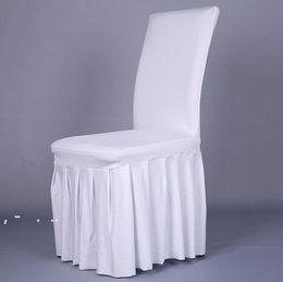 Chair Skirt Cover Wedding Banquet Chair Protector Slipcover Decor Pleated Skirt Style Chair Covers Elastic Spandex LLF12051