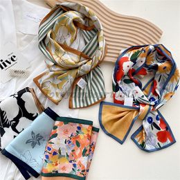 Double-sided Long Silk Scarf For Women Girls Colourful Narrow Polyester Breathable Soft Skinny Hairbands Hair Accessories