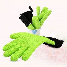 Heat Resistant Cooking Gloves Silicone Grilling Gloves Long Waterproof Kitchen Oven Mitts for Barbecue Cooking Baking KKB7901