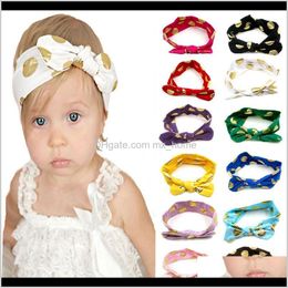Baby Girl Gold Polka Dot Headbands Infants Rabbit Ears Bands Kids Headwraps Bandanas Children Zwcjr Ahzr8