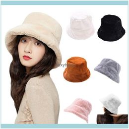 Hats Caps Hats, Scarves & Gloves Fashion Aessories Women Girls Winter Thickened Fluffy Plush Cap Plain Solid Color Wide Brim Sun Protection