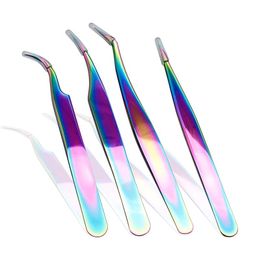 Eyelashes Tweezers Steel Slanted Tip Face Hair Removal Eyebrow Lashes Curler Clip Brow Trimmer Makeup Tools