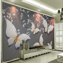 dancing wallpaper youth butterfly relief living room background wall decorative painting