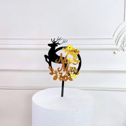 Other Festive & Party Supplies Deer Flower Mr Mrs Acrylic Cake Topper For Kid Girl Birthday Dessert Decorations Arrival 2021