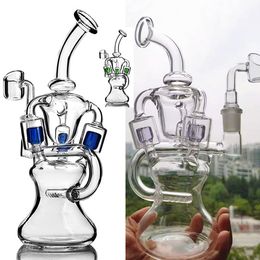 9.3 inch Blue Green Purple recycler oil rig Fab Egg Glass Dab Rigs water Curved Filter Pipes Klein Recyler Oi Bong