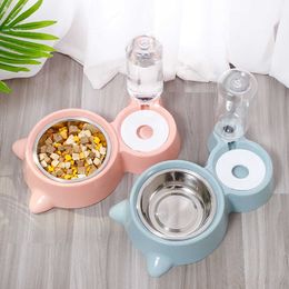 Automatic Pet Feeder Water Dispenser Cat Dog Drinking Bowl Dogs Dish Products Silicone Bowls Cats for s 210615