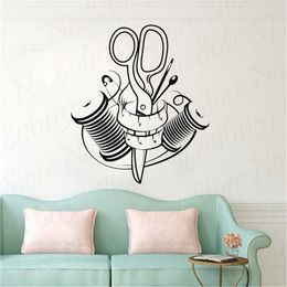 Vinyl Wall Decal Sewing and Cutting Tailor Tailoring Studio Decor Stickers Mural Sewing Shop Wall Decor WL990 210615