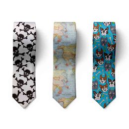 New Fashion Skull Punk Trend Men's Tie Novelty 8cm Slim Casual Dog Nylon Men's Tie Party Wedding Party Accessories Tie Cravatta Y1229