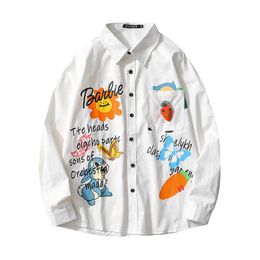 Original Designer Shirts Mens Streetwear Oversized Shirt Harajuku Long Sleeve Butterfly Printed Shirt For Man Clothing 210527