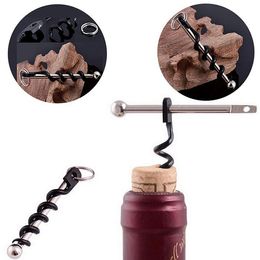 2021 Creative Multifunctional Mini Outdoor Stainless Steel Red Corkscrew Wine Bottle Opener with Ring Keychain Bottle Opener