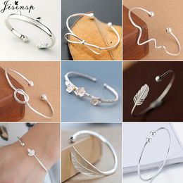 Fashion Classic Adjustable Women's Bangles Silver Color Bowknot Cat Flower Leaf Charm Bracelets & Bangles Jewelry Pulseras Q0719