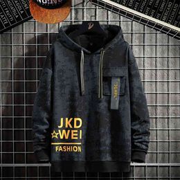 Men's Hoodie Spring and Summer Hip-Hop Japanese Streetwear Text Patchwork Sweatshirt Drop Transport 210813