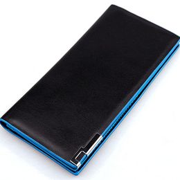 Wallets Men's Wallet Thin Male Clutch Long Purse Leather Solid Soft Card Holder Standard Money Bag 2023 Man Pocket