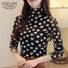 fashion womens tops and blouses plus size shirt slim stars print turtleneck long sleeve shirts 2345 50 210506