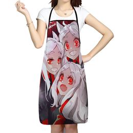 Aprons Helltaker Anime Pattern Oxford Fabric Apron For Men Women Bibs Home Cooking Baking Cleaning Kitchen Accessory