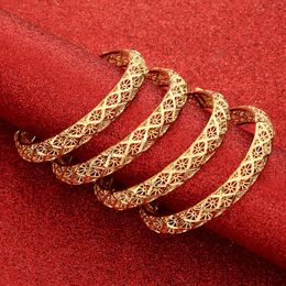 Bangle 24K Bangles 4Pcs/lot Ethiopian Africa Fashion Gold Colour For Women African Bride Wedding Bracelet Jewellery