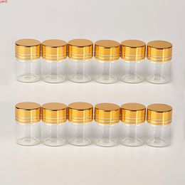 5ml Glass Bottles Aluminium Cap Golden lid Empty Transparent Clear Liquid Gift Container Wishing Jars 50pcshigh qty