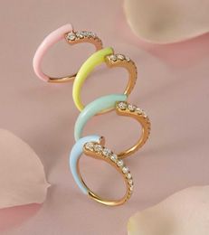 2021 Summer New Colorful Jewelry Pastel Neon Enamel Open Adjust Band 5A CZ Stacking Finger Ring For Women X0715