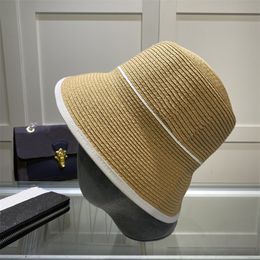 Fashion Designer Straw Hat Ladies Brand Bucket Hat Elegant Styles Trend Men Beach Travel Baseball Cap High Quality Woven 4 Styles