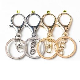 -Newnew Silver Gold Biger Lobster CLAP Tone Key Chrips Key Rings Round Split Choolchain Car Key Rings Чистые металлические брелки RRE12031