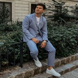 Buy Light Blue Coat Pant For Men Online 