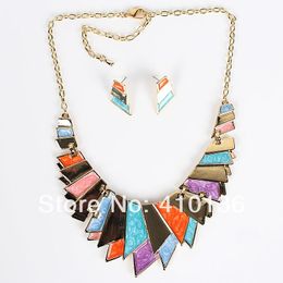 Earrings & Necklace MS17781 Fashion Jewellery Sets Painted Bright Colour Bridal 2014 High Quality Party Gifts