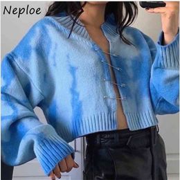 Chic Irregular Rendering Panelled Sweater Sexy Knitted Cardigan Women Autumn Long Sleeve Pin Button Femme Coat 210422