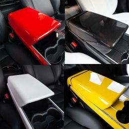 For Tesla Model 3 model y Carbon Fibre ABS Centre Storage Armrest Cover Trim Inner Accessories255Y